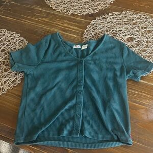 Levi's Teal Ribbed V-Neck Top
